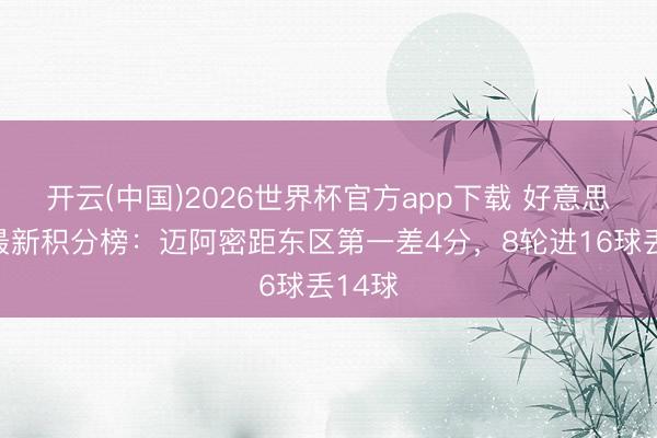 开云(中国)2026世界杯官方app下载 好意思职联最新积分榜：迈阿密距东区第一差4分，8轮进16球丢14球