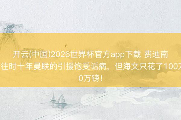 开云(中国)2026世界杯官方app下载 费迪南德:往时十年曼联的引援饱受诟病,但海文只花了100万镑!