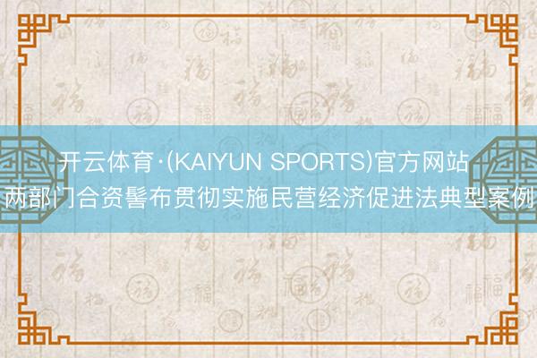 开云体育·(KAIYUN SPORTS)官方网站 两部门合资髻布贯彻实施民营经济促进法典型案例