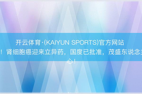 开云体育·(KAIYUN SPORTS)官方网站 重磅！肾细胞癌迎来立异药，国度已批准，茂盛东说念主心！