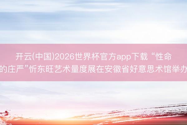 开云(中国)2026世界杯官方app下载 “性命的庄严”忻东旺艺术量度展在安徽省好意思术馆举办