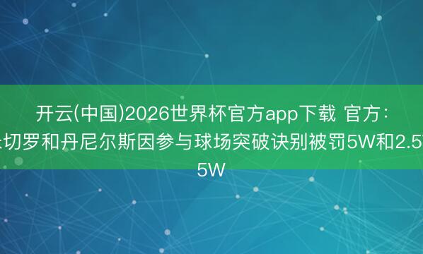 开云(中国)2026世界杯官方app下载 官方：米切罗和丹尼尔斯因参与球场突破诀别被罚5W和2.5W