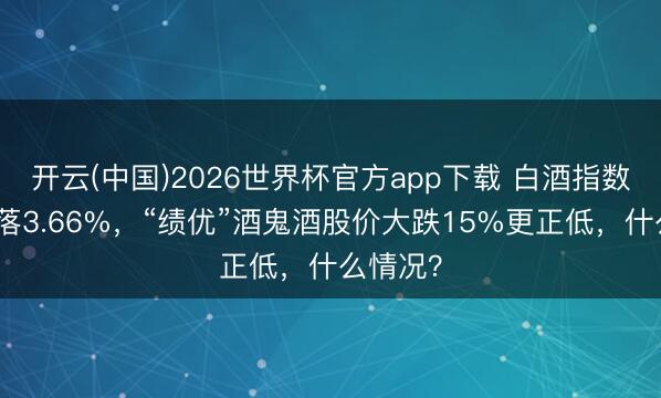 开云(中国)2026世界杯官方app下载 白酒指数本周下落3.66%,“绩优”酒鬼酒股价大跌15%更正低,什么情况?